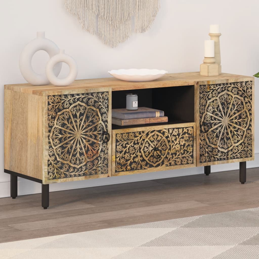 Tv-Bänk 105X33X46 Cm Massivt Mangoträ