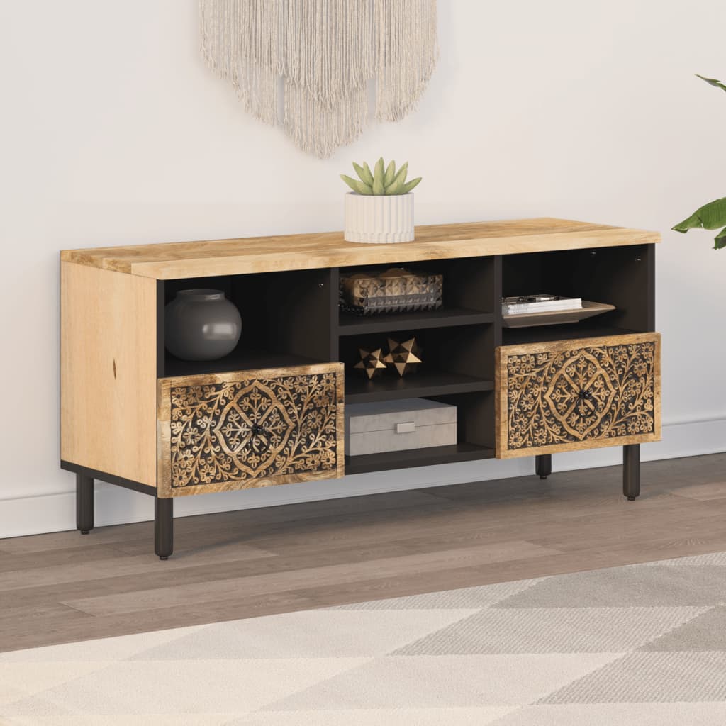 Tv-Bänk 100X33X46 Cm Massivt Mangoträ