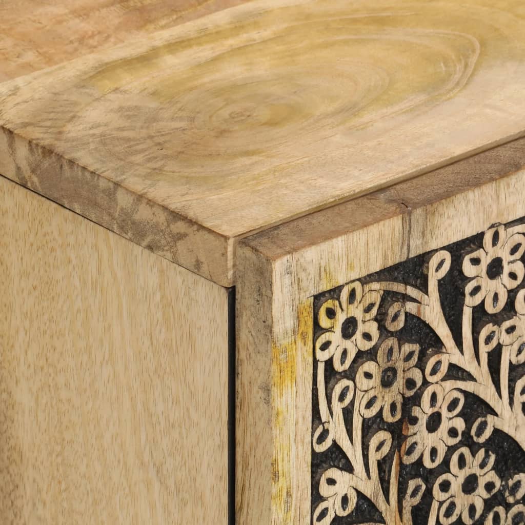 Sidoskåp 90X33X75 Cm Massivt Mangoträ