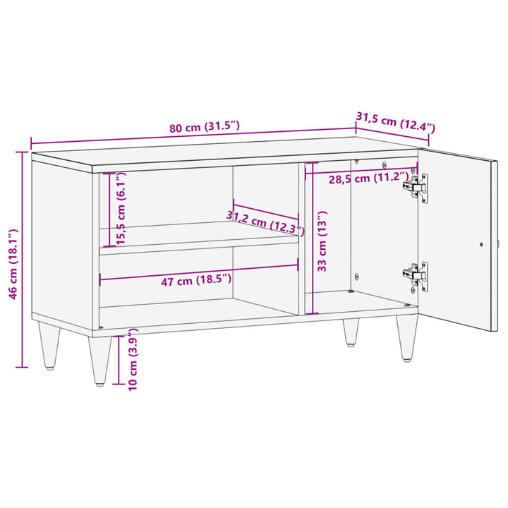 Tv-Bänk 80X31,5X46 Cm Massivt Mangoträ
