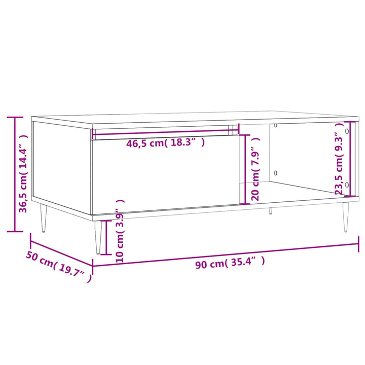 Soffbord 90X50X36,5 Cm Konstruerat Trä