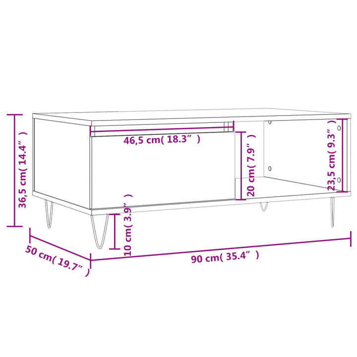 Soffbord 90X50X36,5 Cm Konstruerat Trä