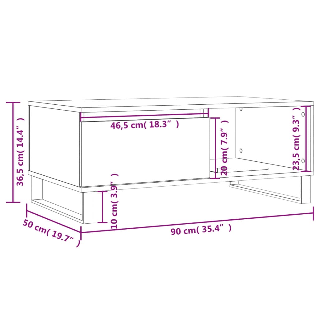 Soffbord 90X50X36,5 Cm Konstruerat Trä