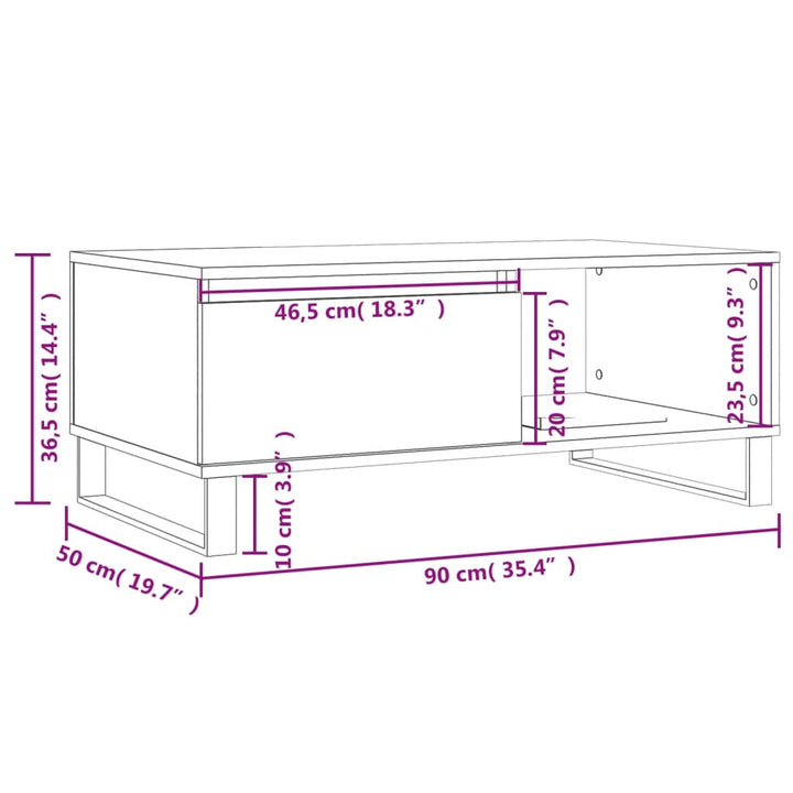Soffbord 90X50X36,5 Cm Konstruerat Trä