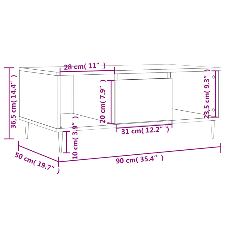 Soffbord 90X50X36,5 Cm Konstruerat Trä