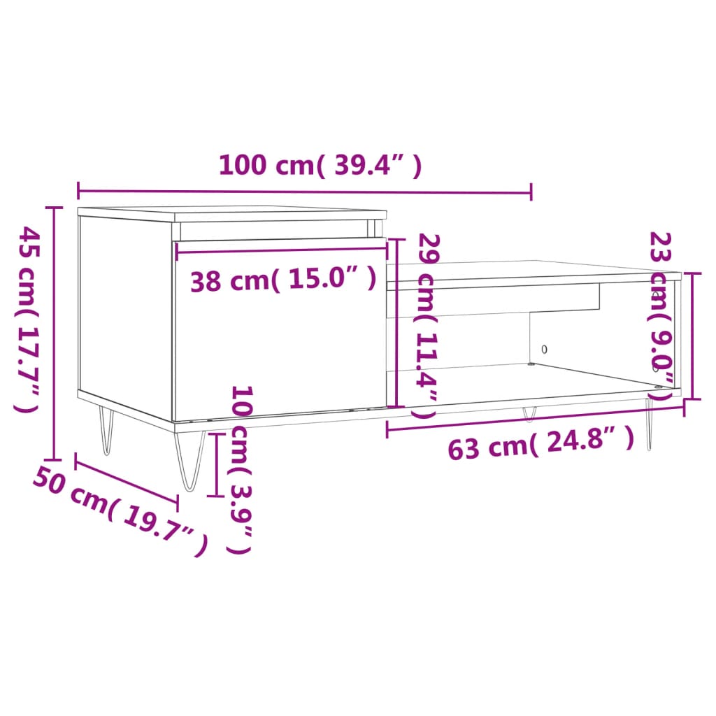 Soffbord 100X50X45 Cm Konstruerat Trä