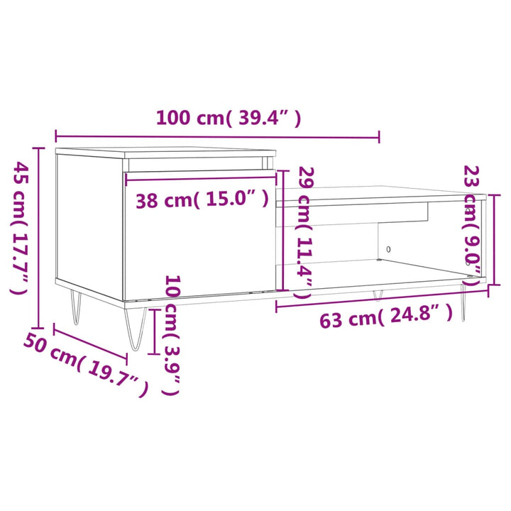 Soffbord 100X50X45 Cm Konstruerat Trä