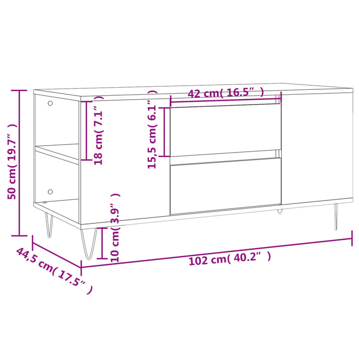 Soffbord Sonoma-Ek 102X44,5X50 Cm Konstruerat Trä