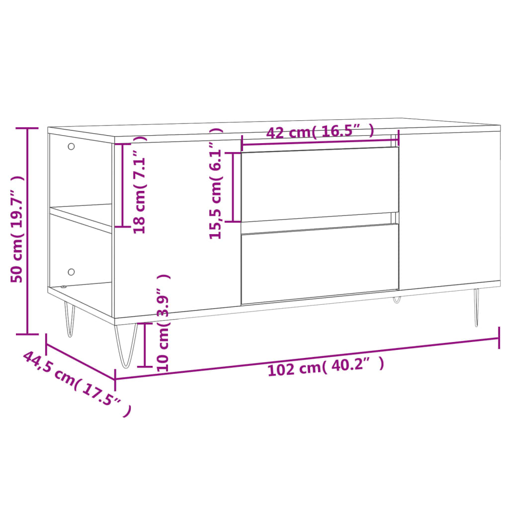 Soffbord 102X44,5X50 Cm Konstruerat Trä