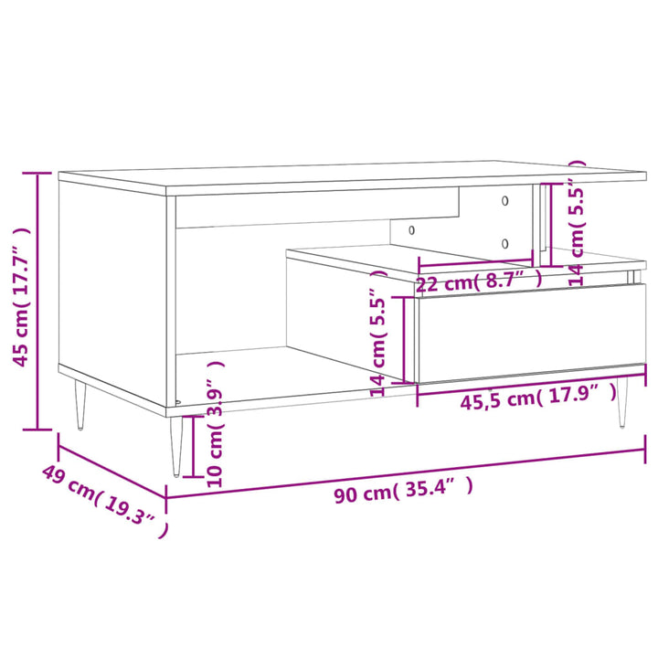 Soffbord 90X49X45 Cm Konstruerat Trä