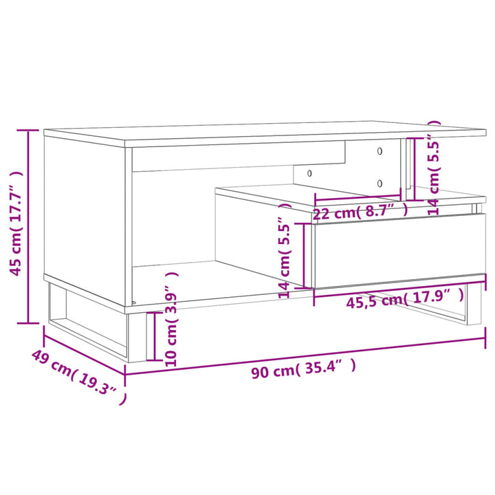 Soffbord 90X49X45 Cm Konstruerat Trä