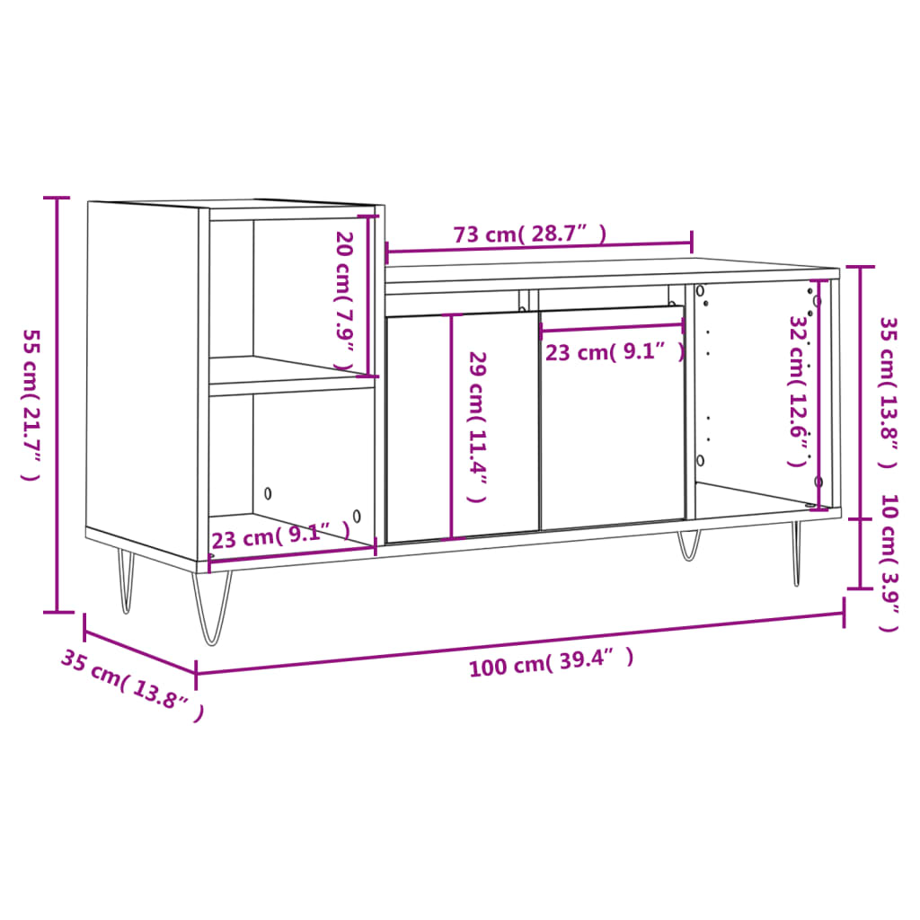 Tv-Bänk 100X35X55 Cm Konstruerat Trä