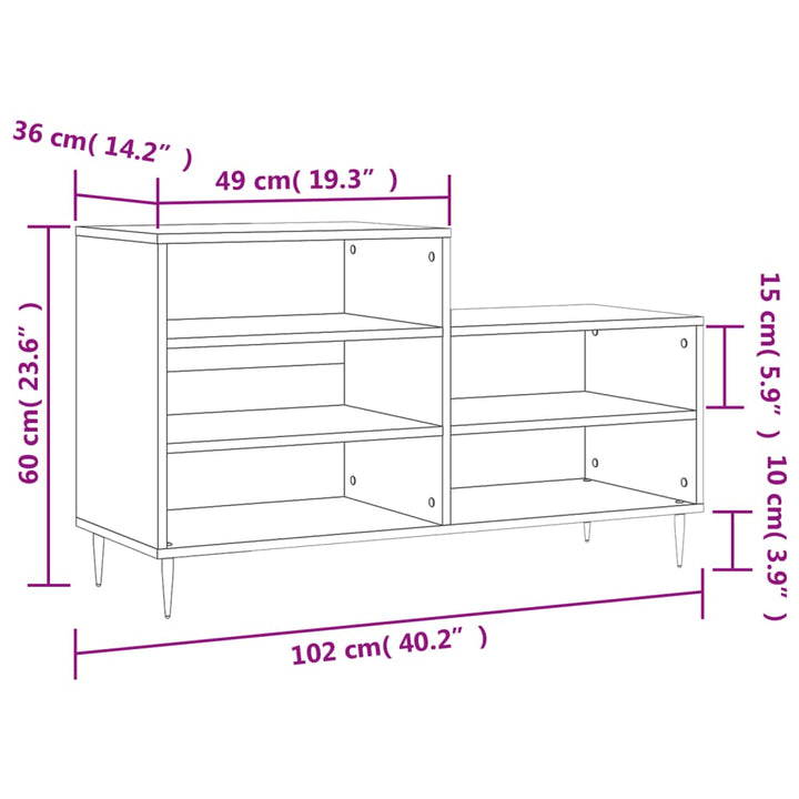 Skohylla Sonoma-Ek 102X36X60 Cm Konstruerat Trä