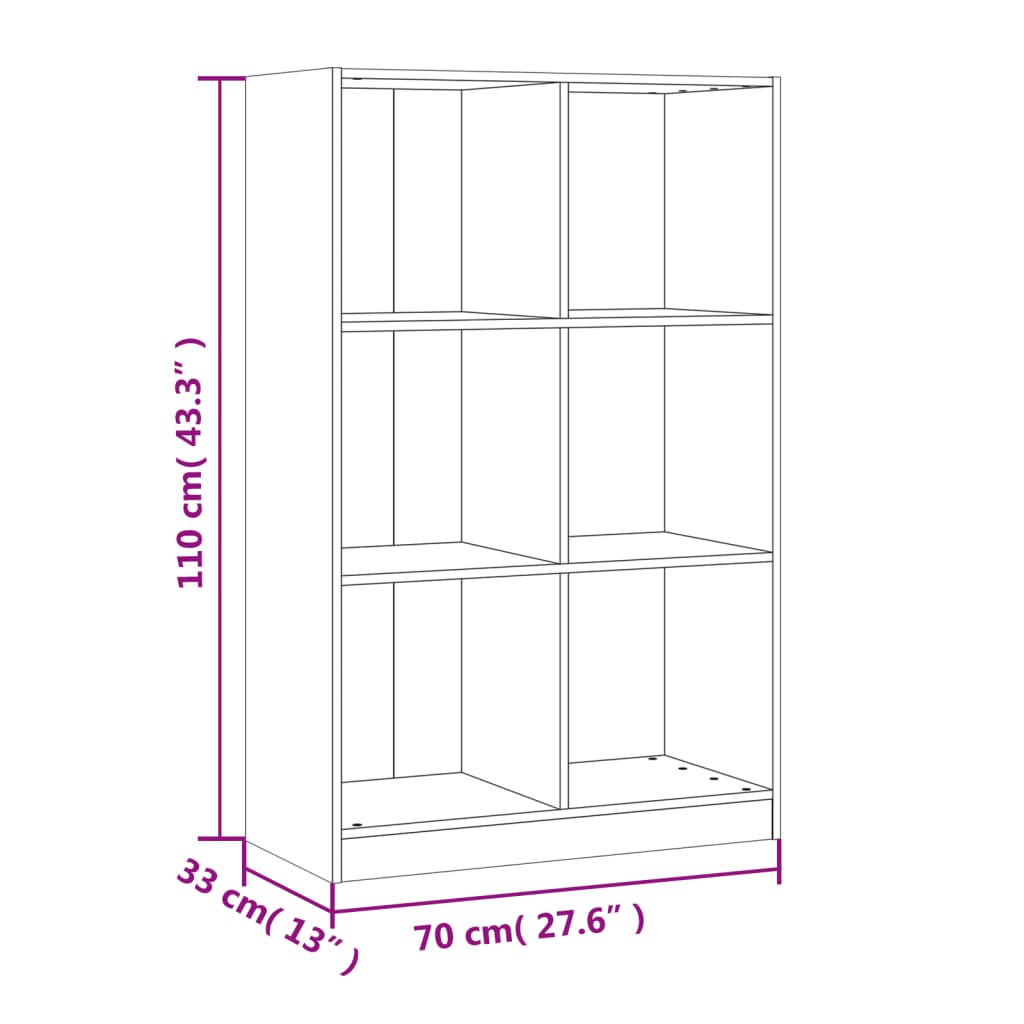 Bokhylla 70X33X110 Cm Massiv Furu