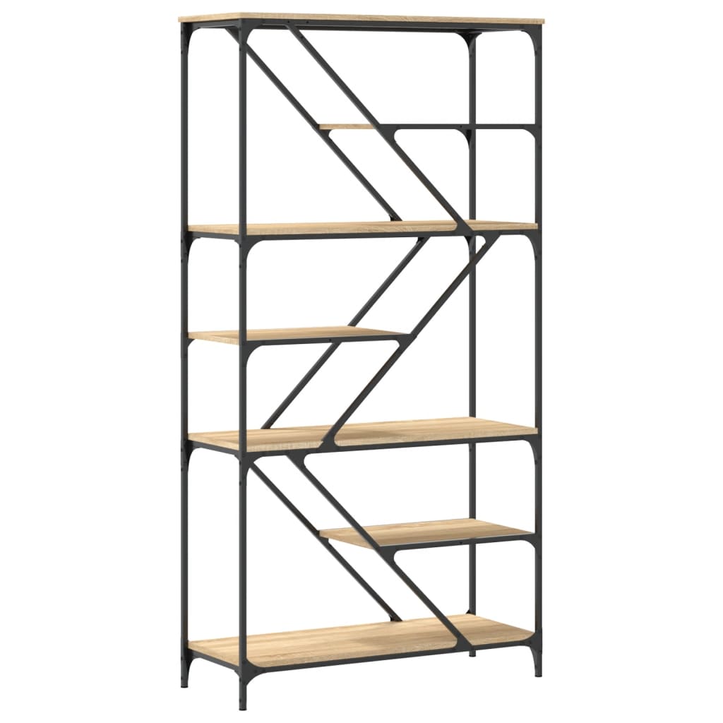 Bokhylla Sonoma-Ek 91X36X176 Cm Konstruerat Trä Och Stål