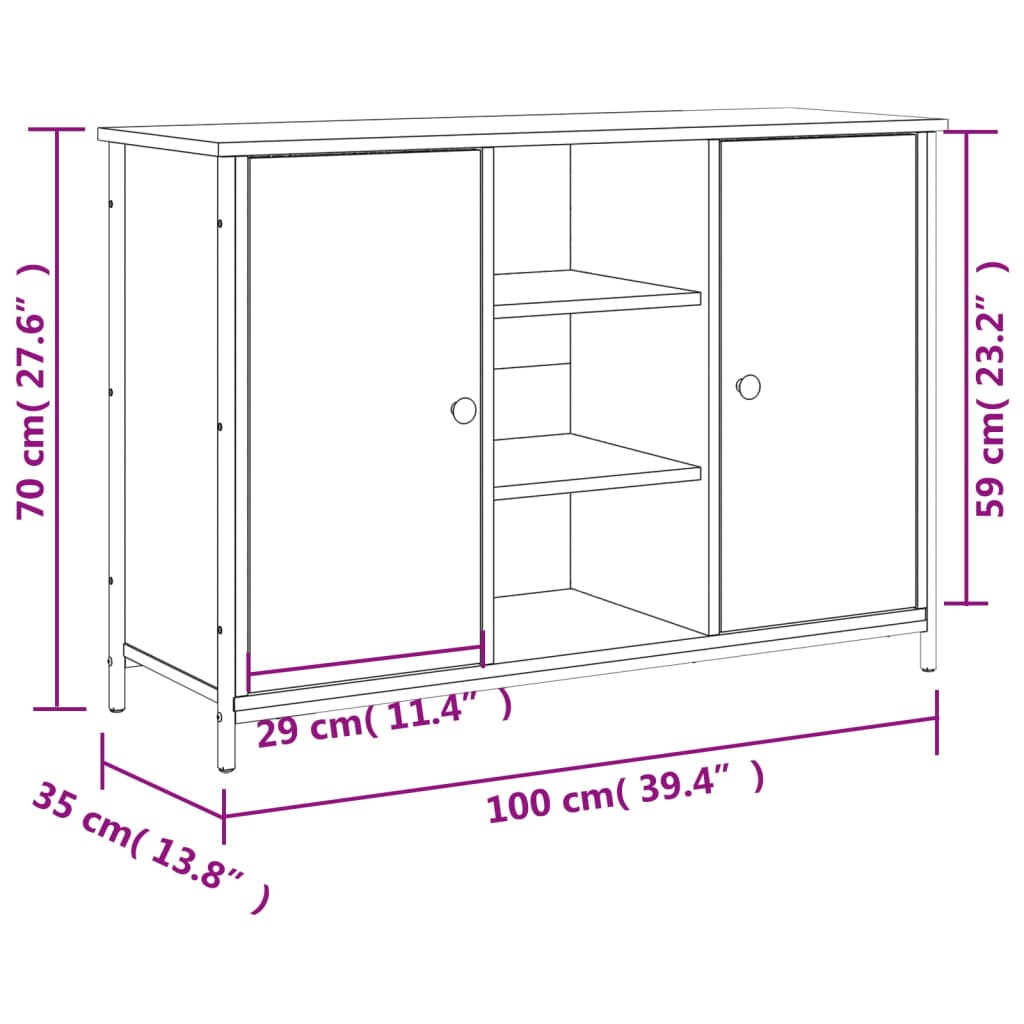 Skänk Sonoma-Ek 100X35X70 Cm Konstruerat Trä