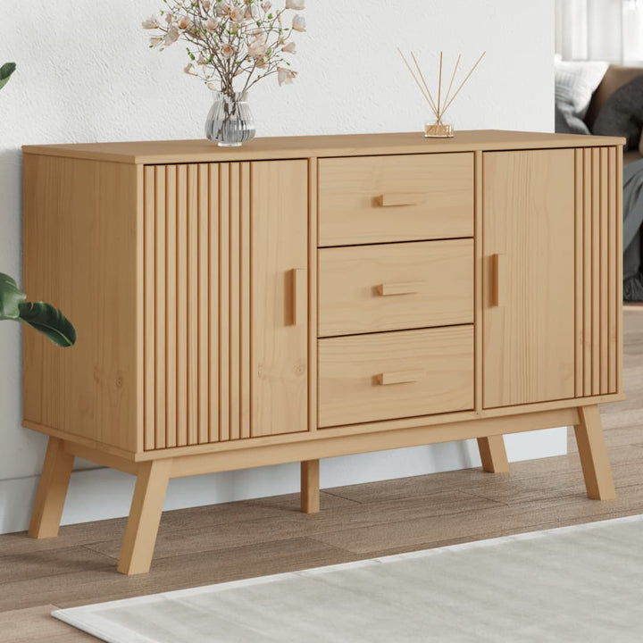 Skänk Olden Grå &amp; Brun 114X43X73,5Cm Massiv Furu