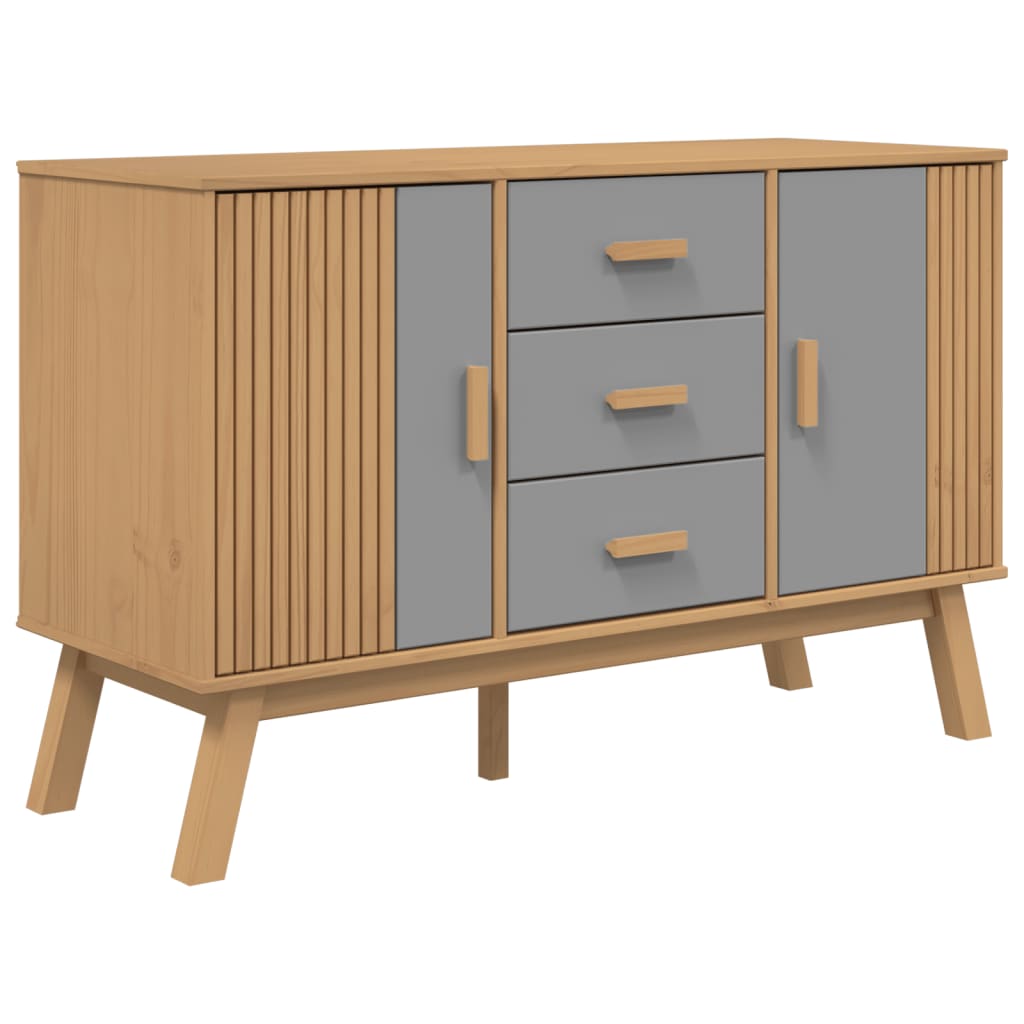 Skänk Olden Grå &amp; Brun 114X43X73,5Cm Massiv Furu