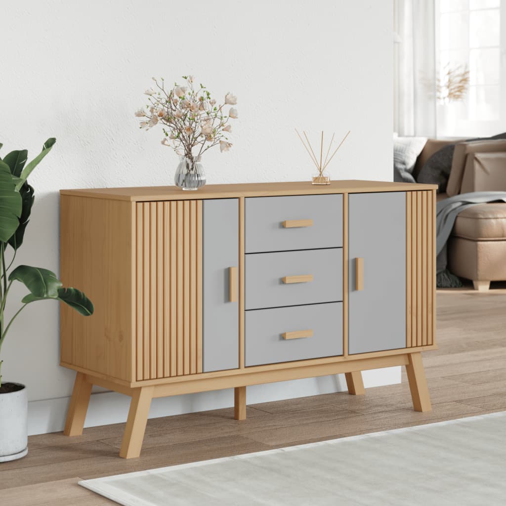 Skänk Olden Grå &amp; Brun 114X43X73,5Cm Massiv Furu
