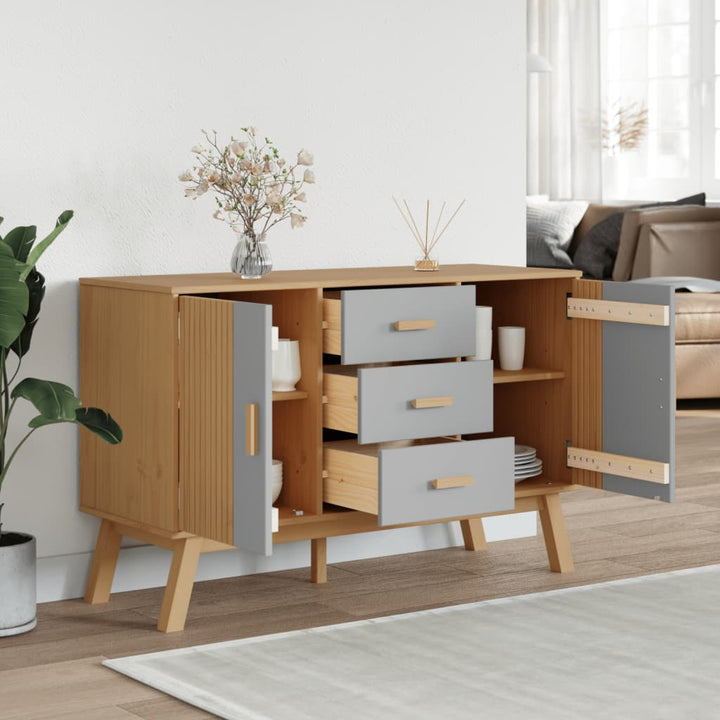 Skänk Olden Grå &amp; Brun 114X43X73,5Cm Massiv Furu