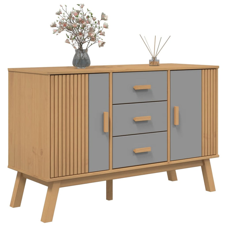 Skänk Olden Grå &amp; Brun 114X43X73,5Cm Massiv Furu