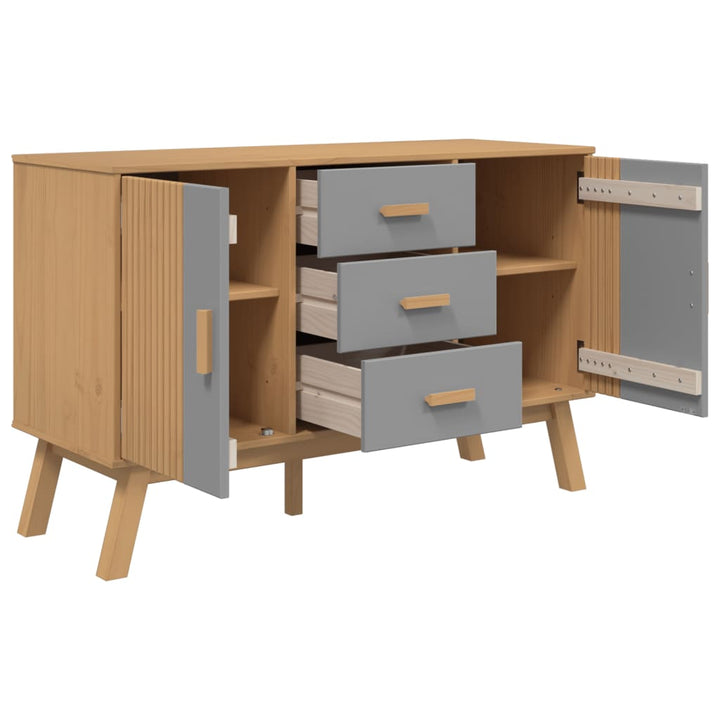 Skänk Olden Grå &amp; Brun 114X43X73,5Cm Massiv Furu