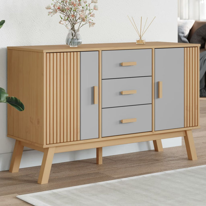 Skänk Olden Grå &amp; Brun 114X43X73,5Cm Massiv Furu