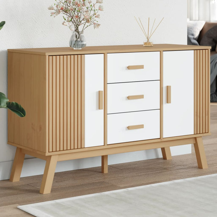 Skänk Olden Grå &amp; Brun 114X43X73,5Cm Massiv Furu