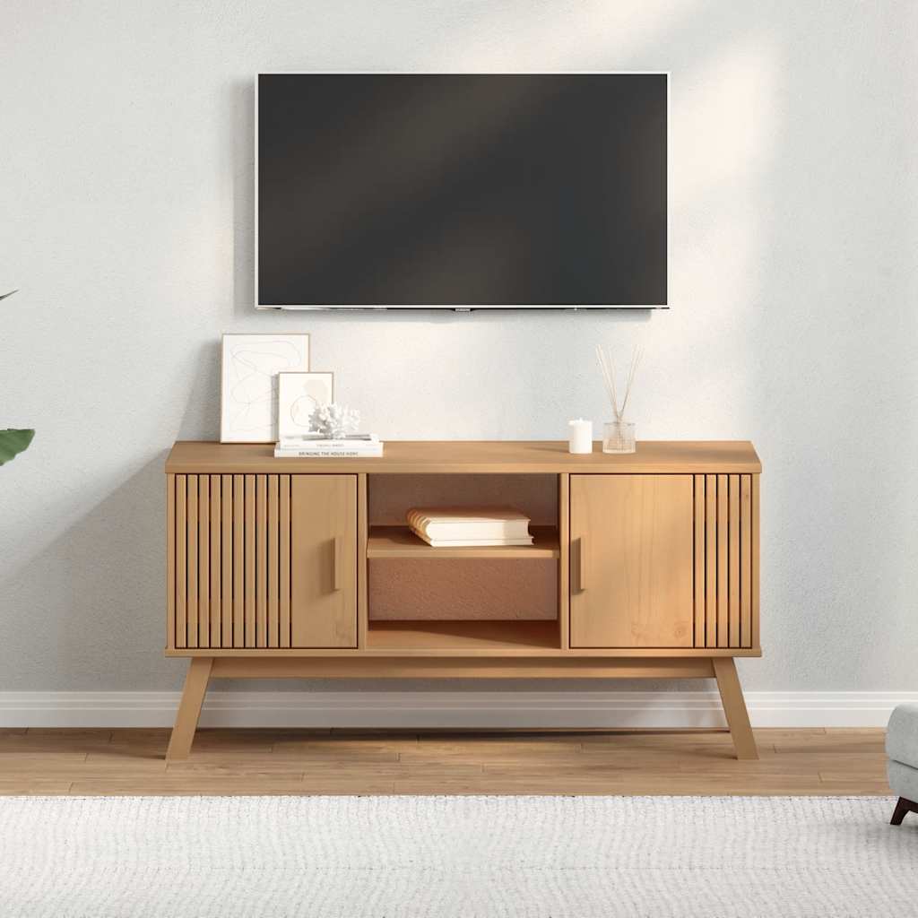 Tv-Bänk Olden 114X43X57 Cm Massiv Furu