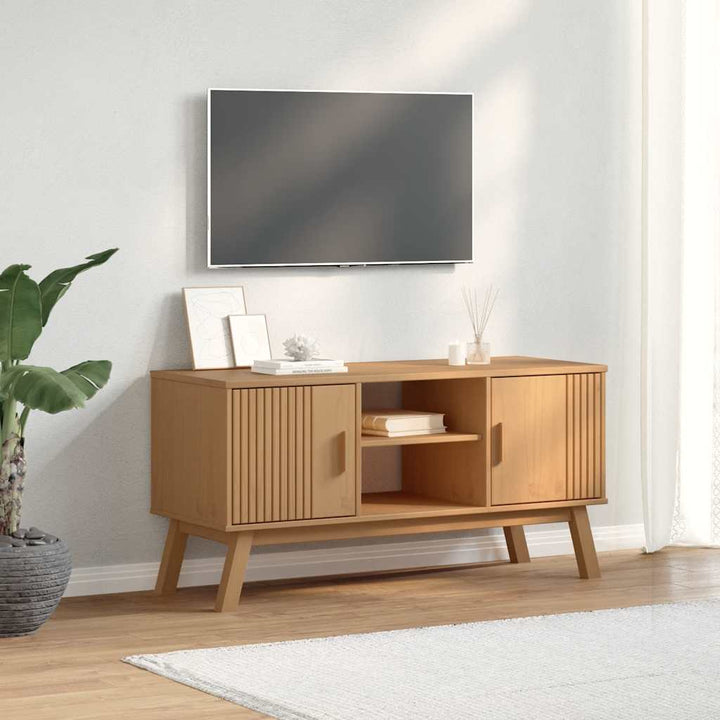 Tv-Bänk Olden 114X43X57 Cm Massiv Furu