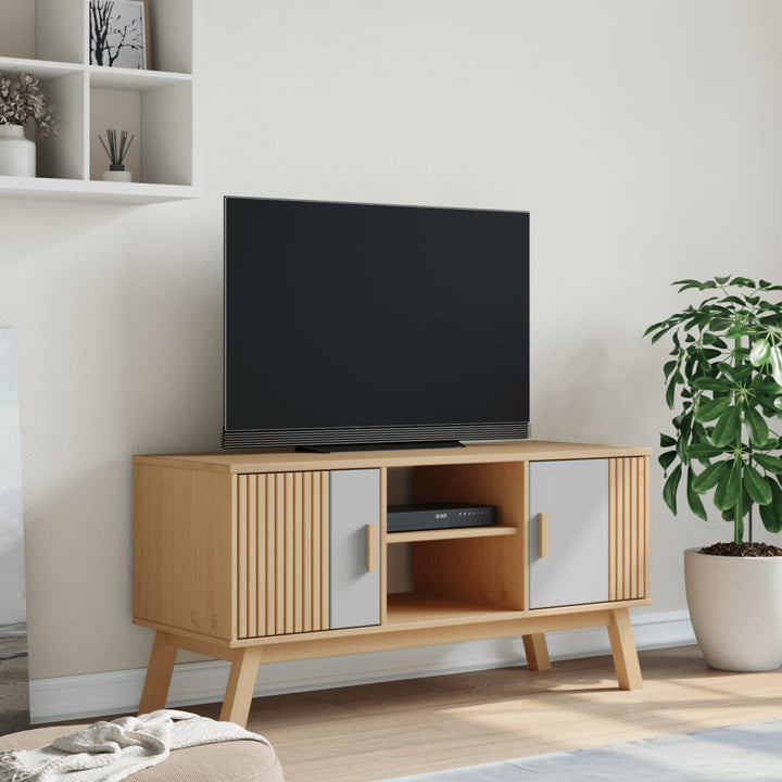 Tv-Bänk Olden 114X43X57 Cm Massiv Furu
