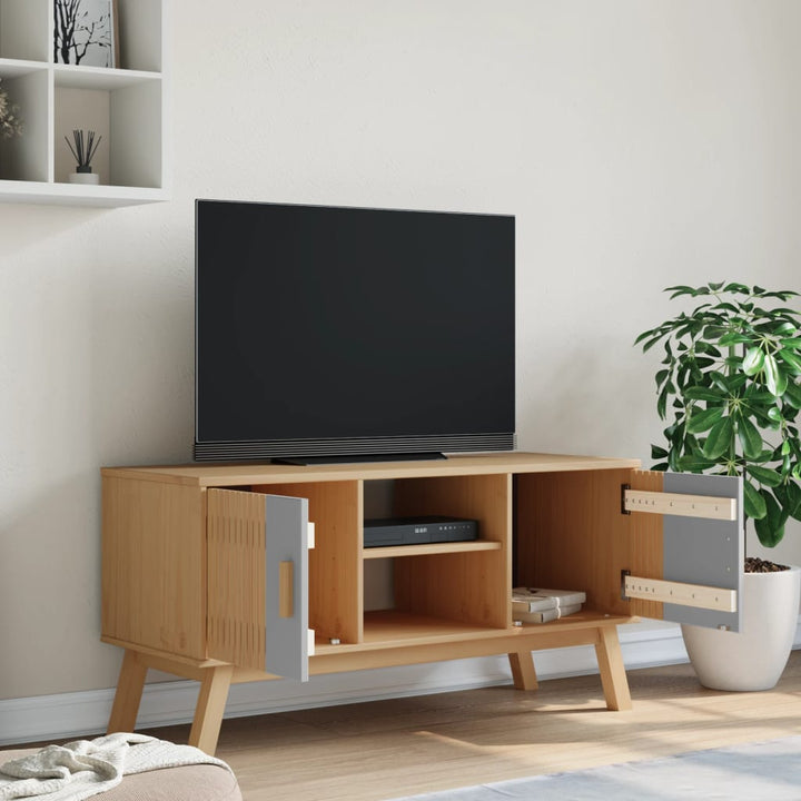 Tv-Bänk Olden 114X43X57 Cm Massiv Furu
