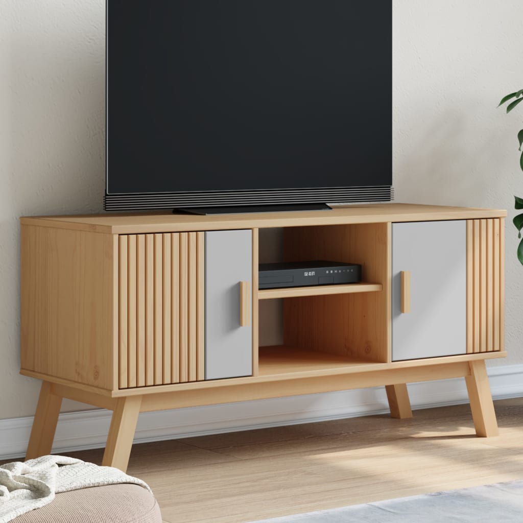 Tv-Bänk Olden 114X43X57 Cm Massiv Furu