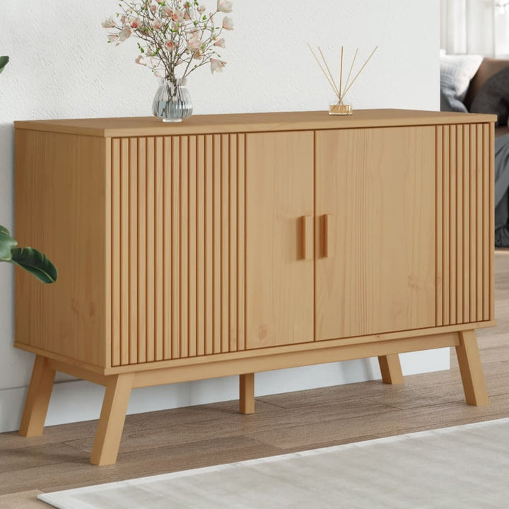 Skänk Olden Grå &amp; Brun 114X43X73,5Cm Massiv Furu