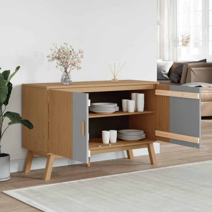 Skänk Olden Grå &amp; Brun 114X43X73,5Cm Massiv Furu