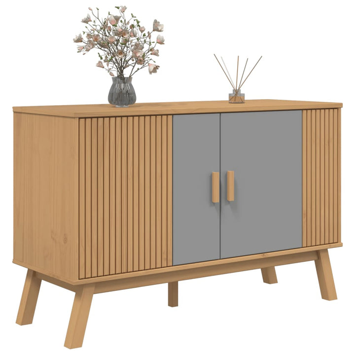 Skänk Olden Grå &amp; Brun 114X43X73,5Cm Massiv Furu