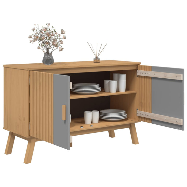 Skänk Olden Grå &amp; Brun 114X43X73,5Cm Massiv Furu