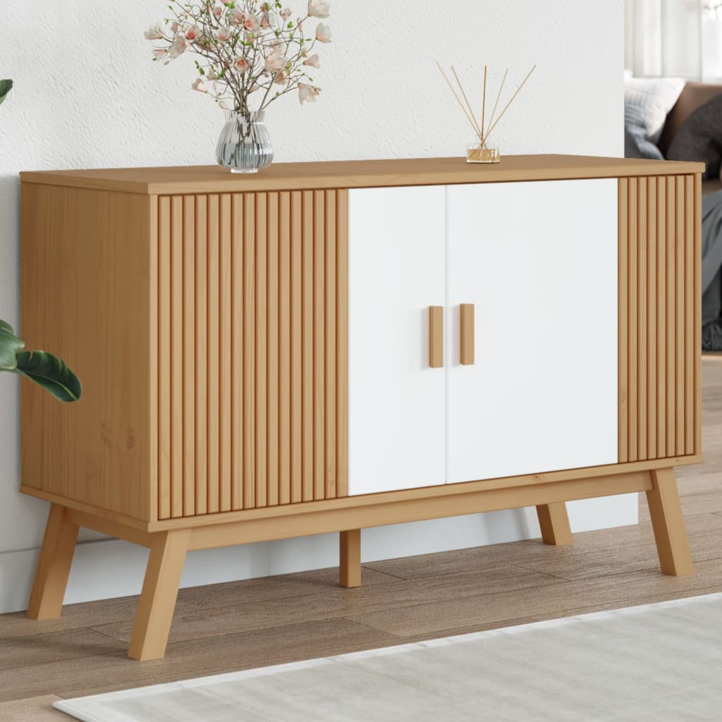 Skänk Olden Grå &amp; Brun 114X43X73,5Cm Massiv Furu