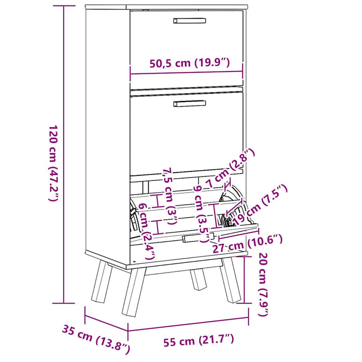 Skoskåp Olden 55X35X Massiv Furu