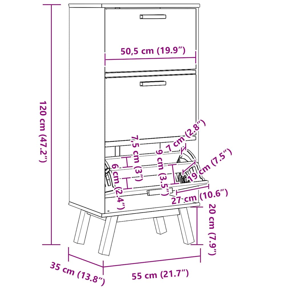 Skoskåp Olden 55X35X Massiv Furu