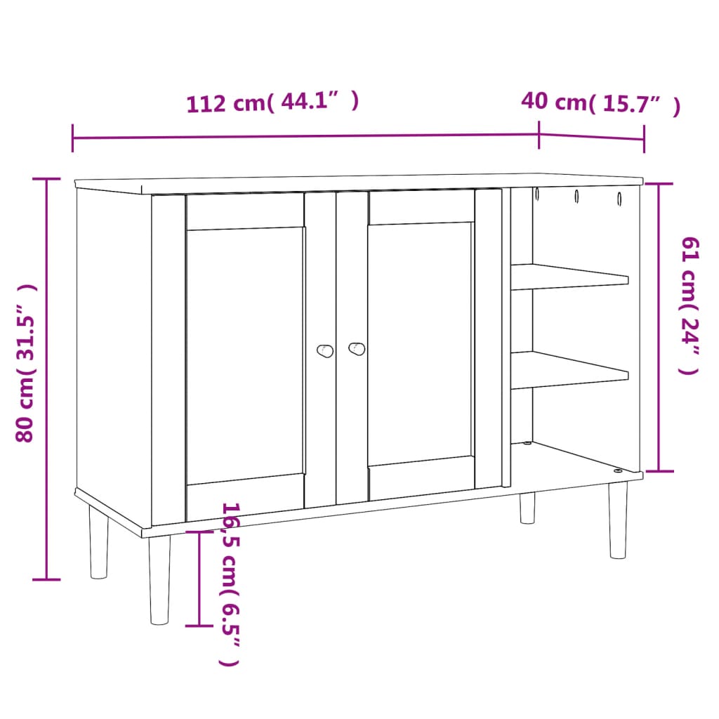 Sidobord Senja Rottinglook 112X40X80 Cm Massiv Furu