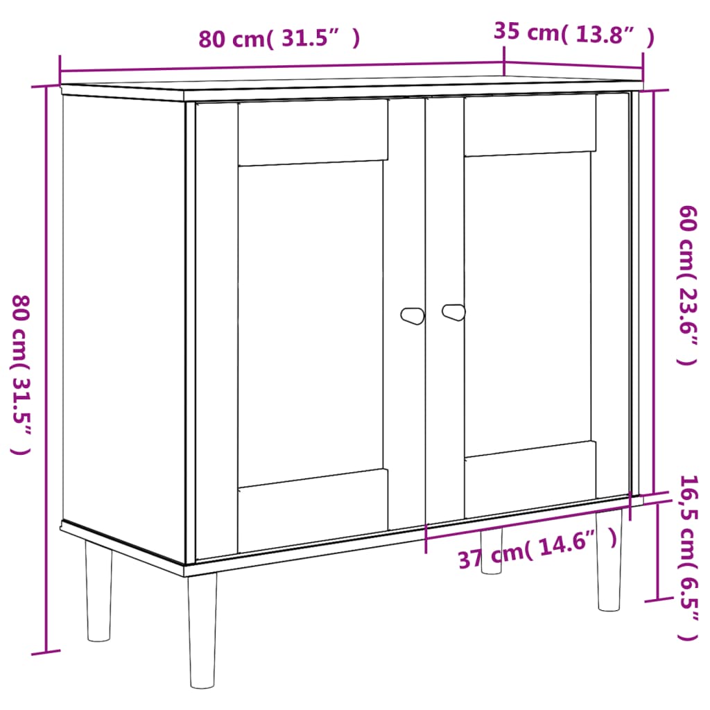 Sidobord Senja Rottinglook 80X35X80 Cm Massiv Furu