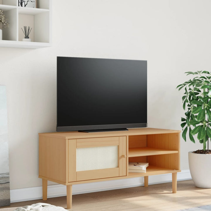 Tv-Bänk Senja Rottinglook 106X40X49 Cm Massiv Furu