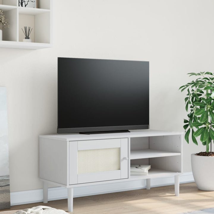 Tv-Bänk Senja Rottinglook 106X40X49 Cm Massiv Furu