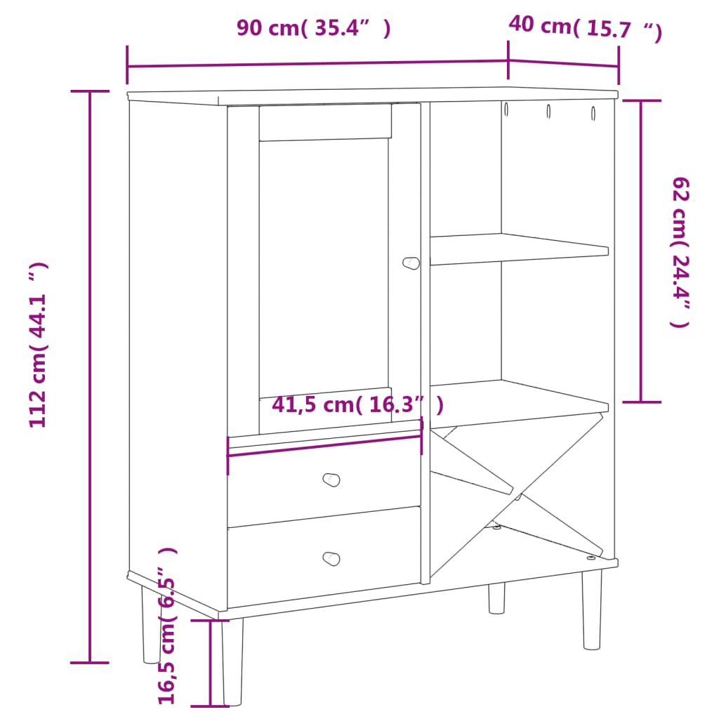 Högskåp Senja Rottinglook 90X40X112 Cm Massiv Furu