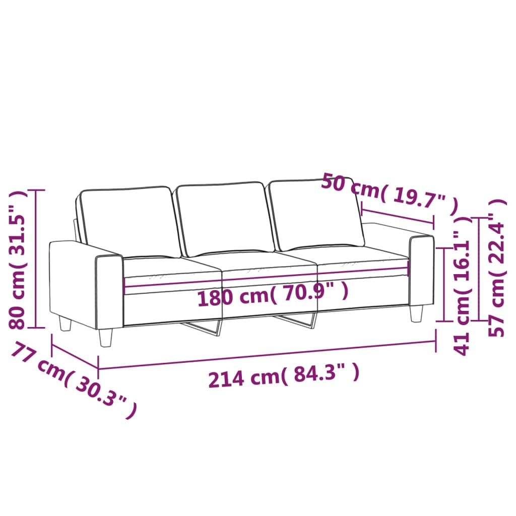 3-Sitssoffa Mörkgrå 180 Cm Tyg