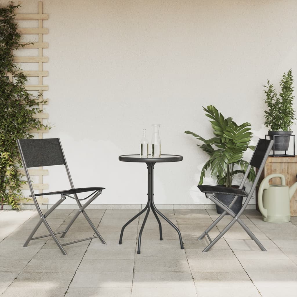 Matgrupp För Trädgården 3 Delar Svart Stål