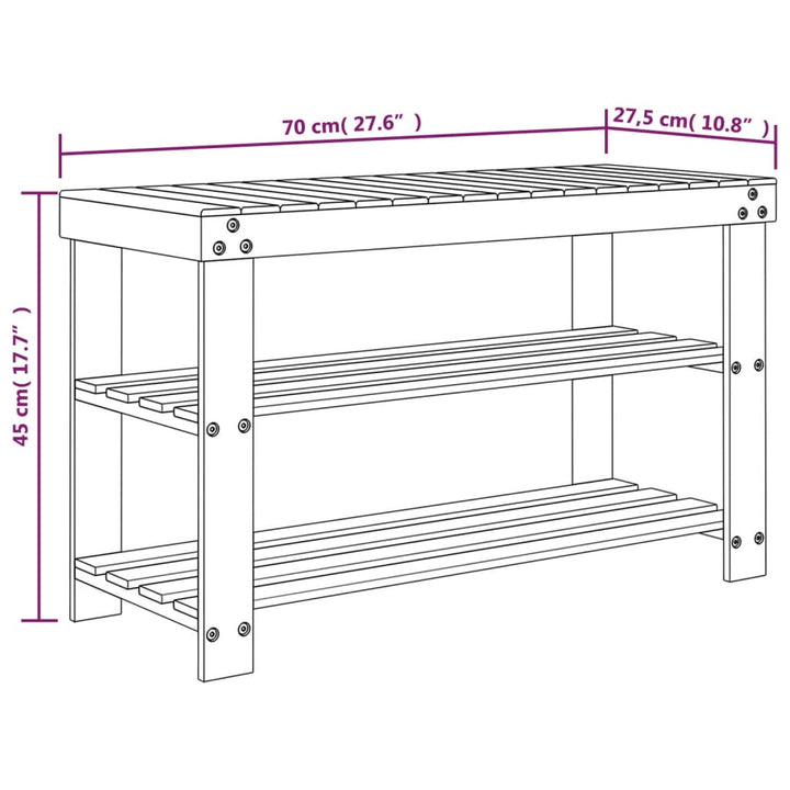 Skohylla 3-Hyllor 70X27,5X45 Cm Bambu