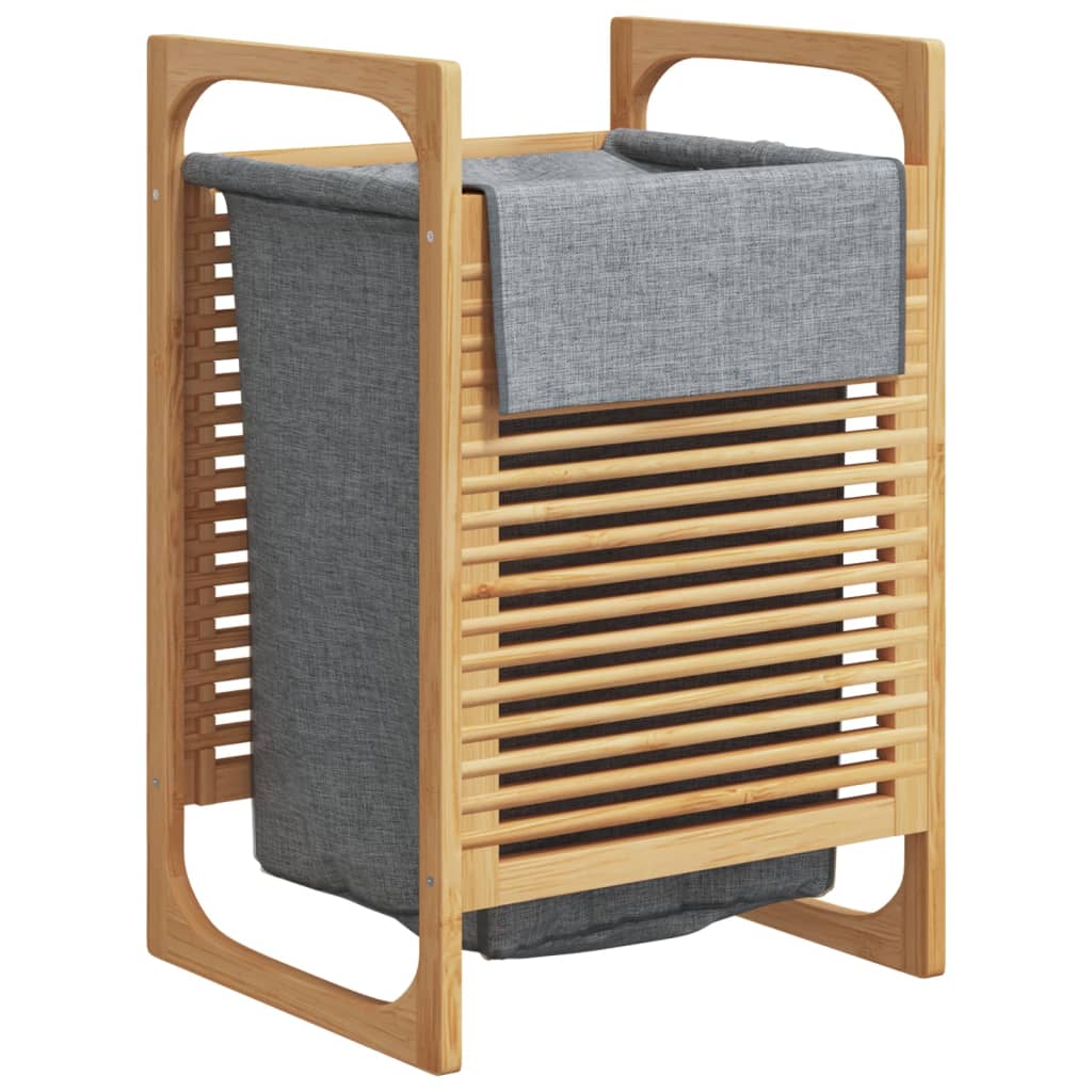 Tvättkorg Med Grå Innerpåse 32X30X36,5 Cm Bambu