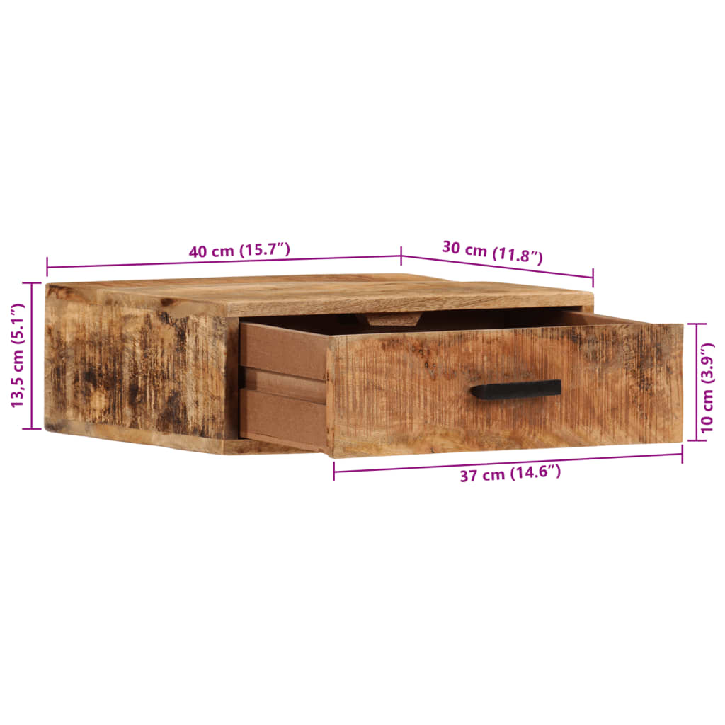 Väggmonterat Sängbord 40X30X13,5 Cm Massivt Mangoträ